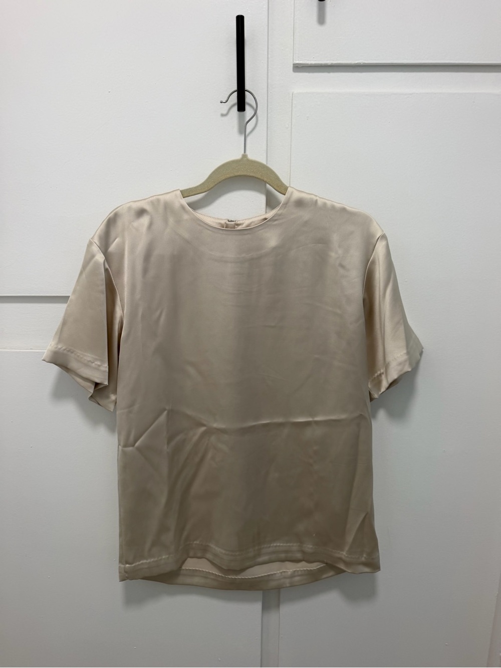H&M Cream Short-Sleeve Satin Tee
